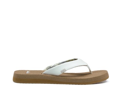 Sanuk Womens Yoga Mat Cushioned White / Brown Flip Flops | XGNZRL081